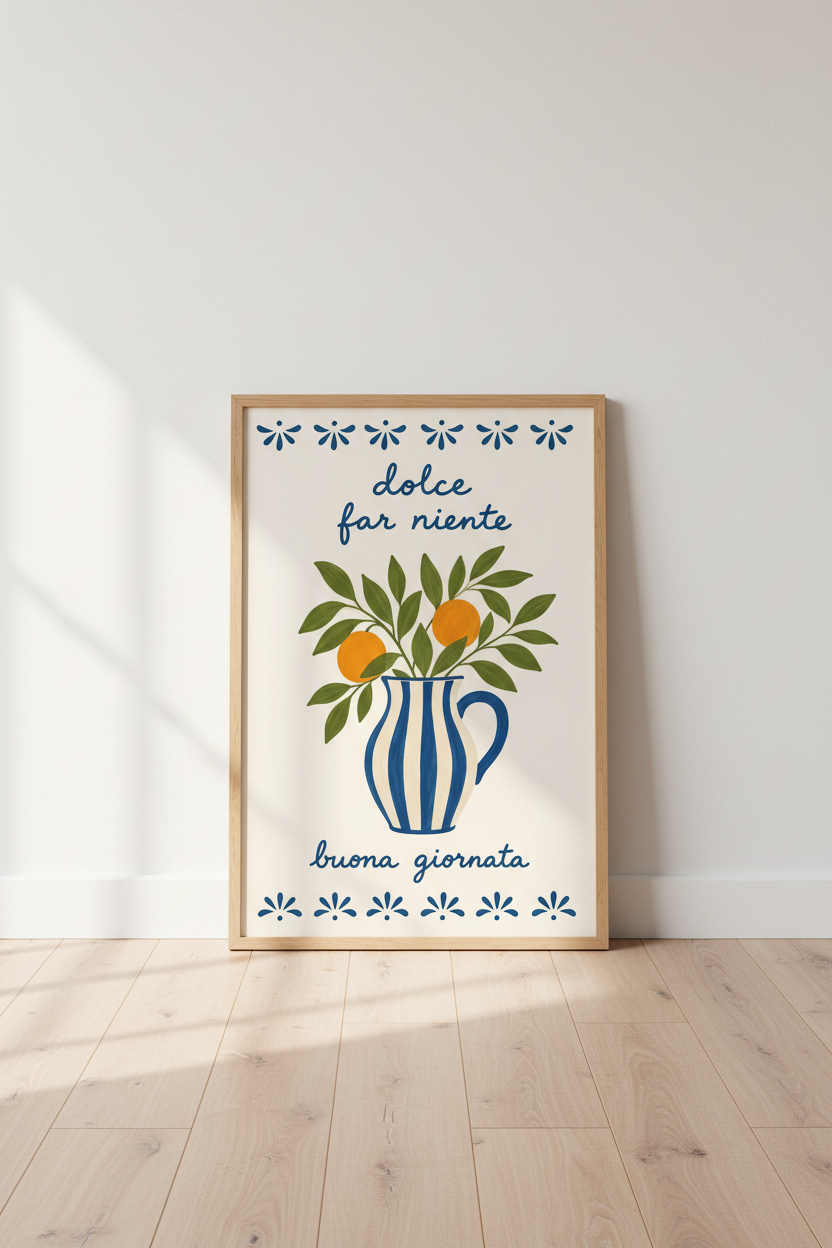 Dolce Far Niente | Italian Mediterranean Wall Art, Kitchen Decor Poster