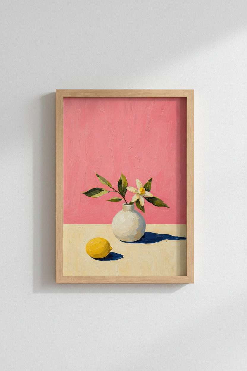 Impasto Floral Wall Art Print | Pink Botanical Kitchen Decor | Modern Oil Style Poster