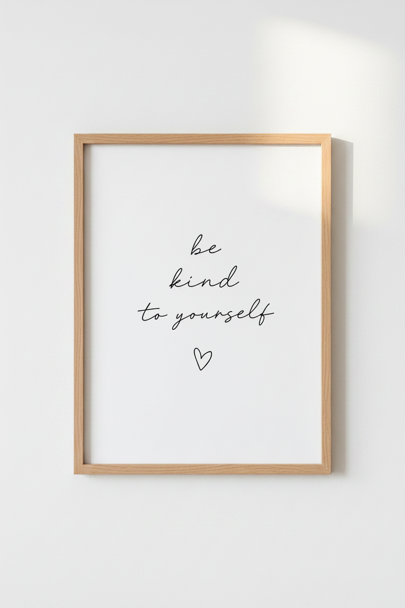 Be Kind To Yourself Wall Art | Minimalist Quote Print | Self Care Bedroom Decor