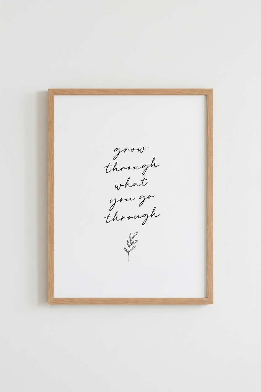 Grow Through What You Go Through | Minimalist Script, Office & Home Decor Poster