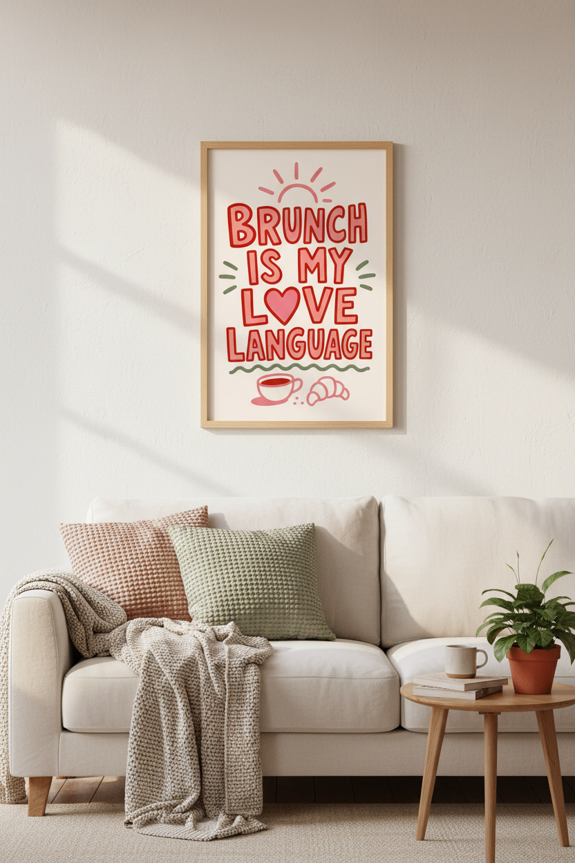 Brunch Is My Love Language Wall Art | Kitchen Decor | Retro Foodie Poster