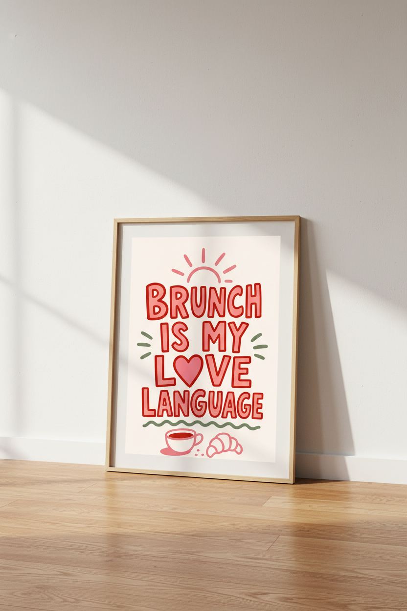 Brunch Is My Love Language Wall Art | Kitchen Decor | Retro Foodie Poster