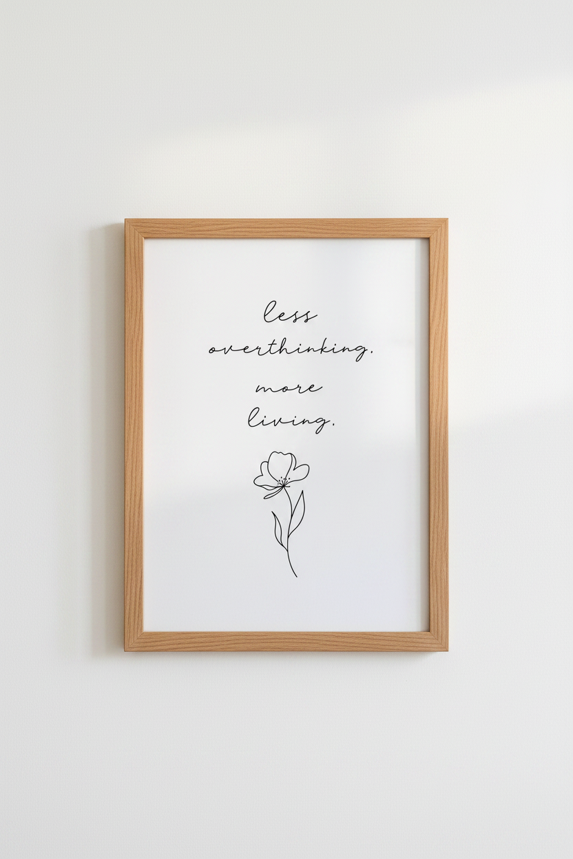 Minimalist Flower Quote Wall Art | Botanical Line Art, Home Office Decor