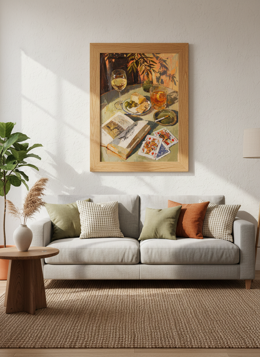 Impressionist Still Life Print | Cozy Evening Home Decor | Bar Cart Painting