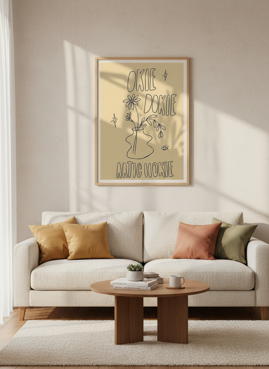 Okie Dokie Art Print | Eclectic Home Decor | Cool Doodle Poster