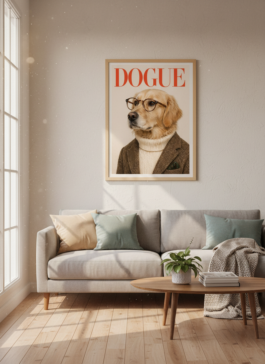 Humorous Dog Wall Art | Golden Retriever Framed Print | Dog Lover Decor | Funny Animal Poster | Modern Home Gift
