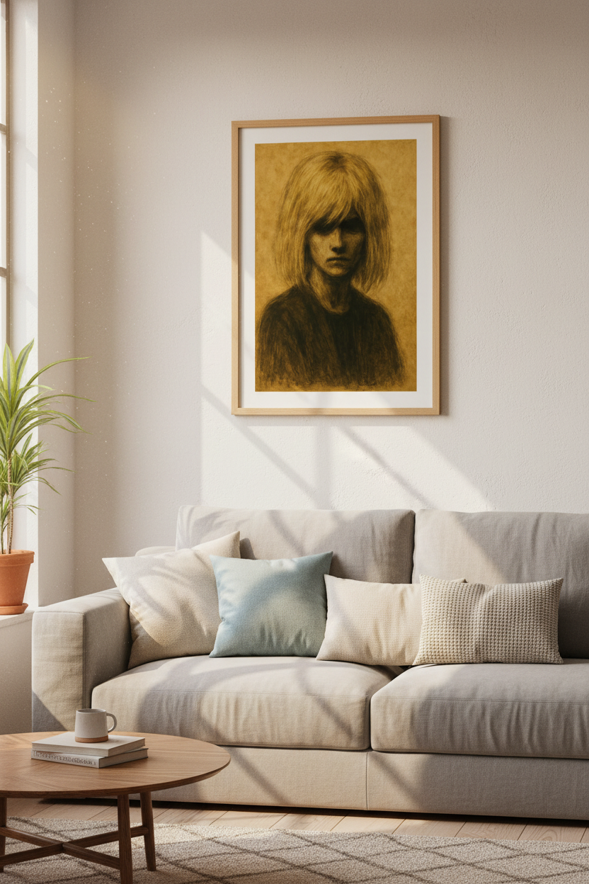 Dark Academia Portrait Wall Art Print | Boho Bedroom Decor | Moody Blonde Woman Abstract Poster | Grunge Aesthetic Gift