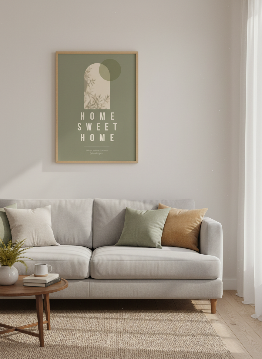 Home Sweet Home Arch Print | Sage Neutral Decor | Boho Minimalist Wall Art
