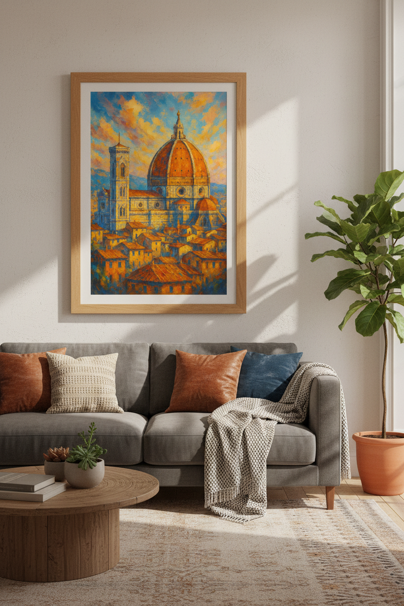 Impressionist Florence Duomo Wall Art Print | Living Room Decor | Tuscan Cityscape Poster | Italian Travel Home Decor