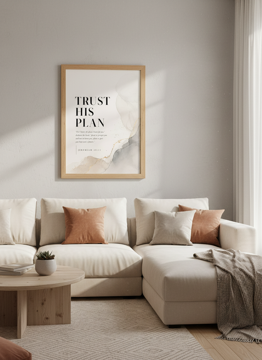 Jeremiah 29:11 Trust His Plan Wall Art | Christian Scripture Decor | Bible Verse
