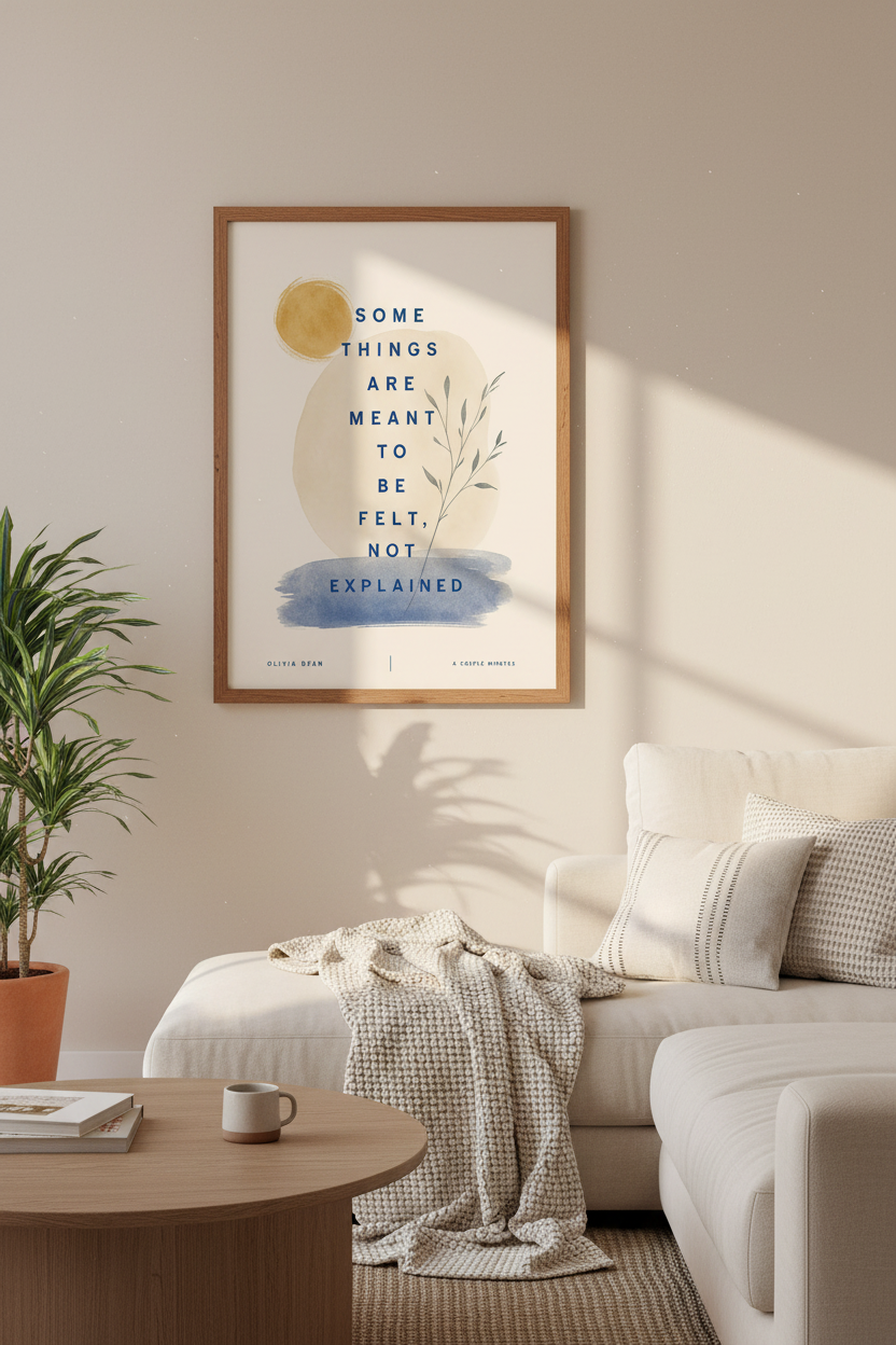Olivia Dean Quote Wall Art | Minimalist Abstract Navy & Gold Poster | Modern Bedroom Decor