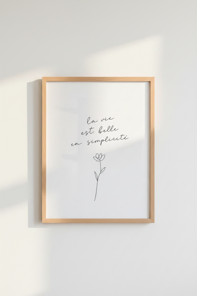 French Quote Wall Art Print | Minimalist Flower Poster, Bedroom Decor