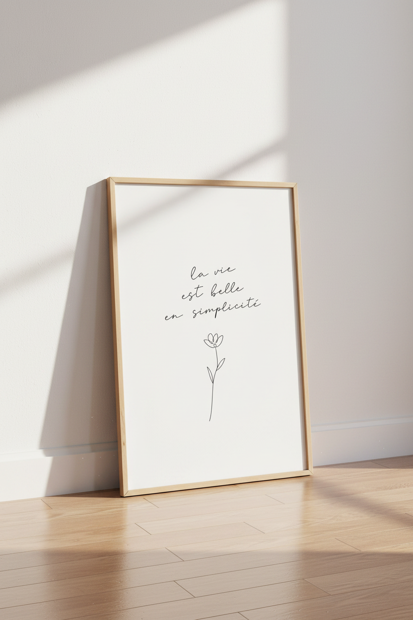 French Quote Wall Art Print | Minimalist Flower Poster, Bedroom Decor