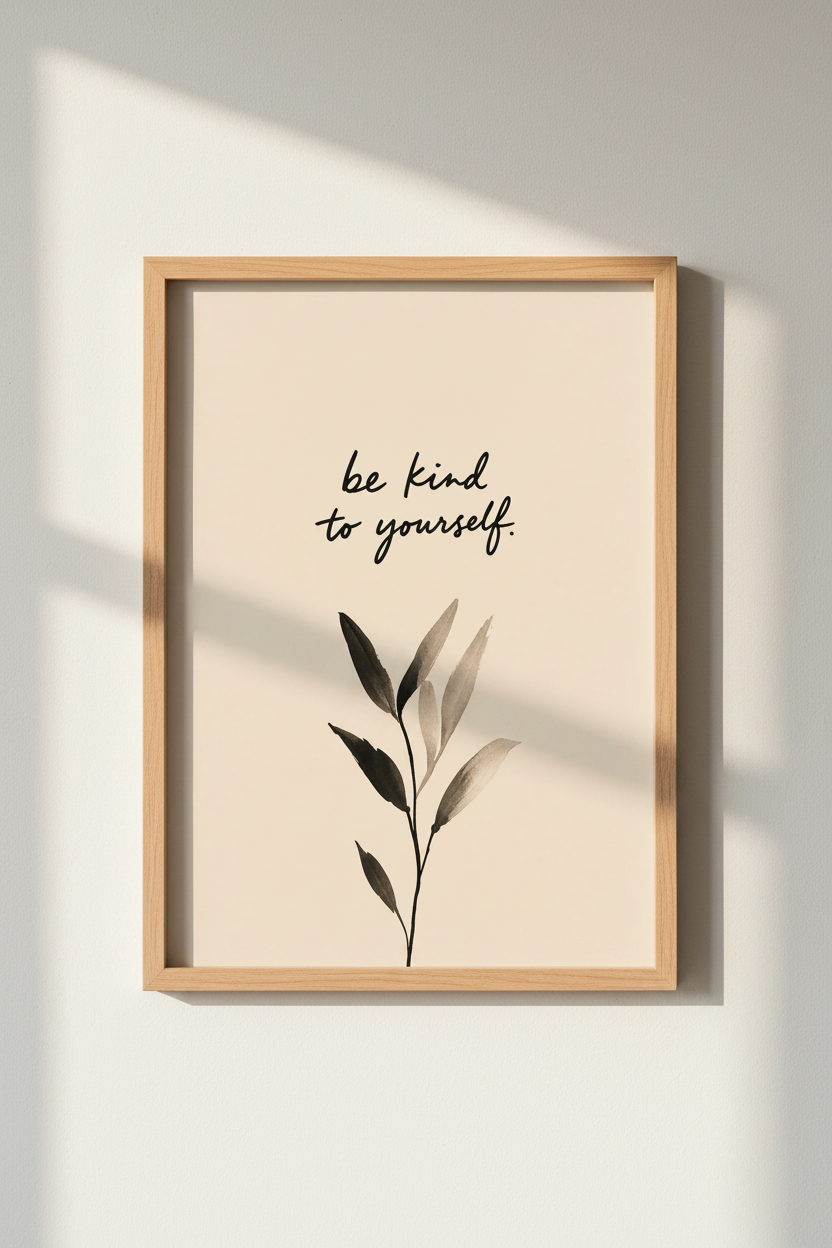 Minimalist Be Kind to Yourself Wall Art Print | Living Room Decor | Calming Poster