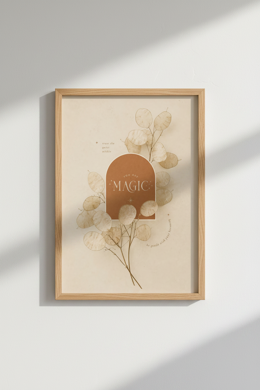 You Are Magic Botanical Arch Art | Terracotta Boho Decor, Affirmation Poster
