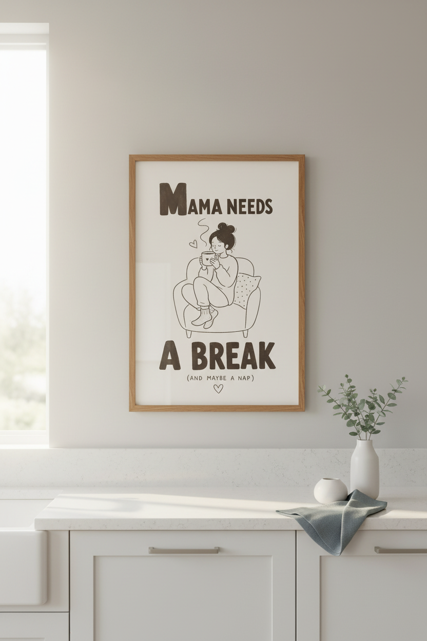 Funny Mom Wall Art Print | Minimalist Motherhood Poster | Cozy Nursery Decor