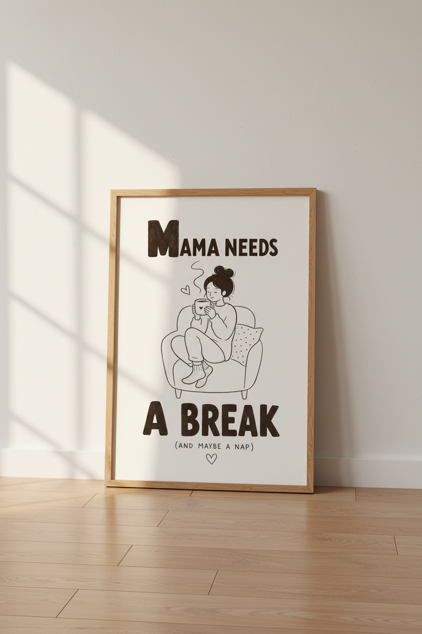 Funny Mom Wall Art Print | Minimalist Motherhood Poster | Cozy Nursery Decor