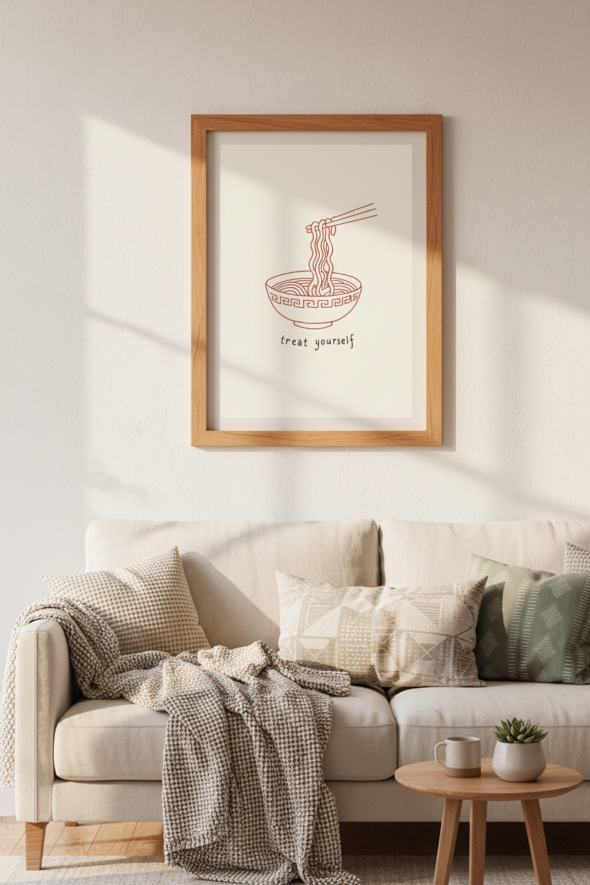 Ramen Noodle Wall Art Print | Kitchen Decor | Minimalist Japanese Food Poster