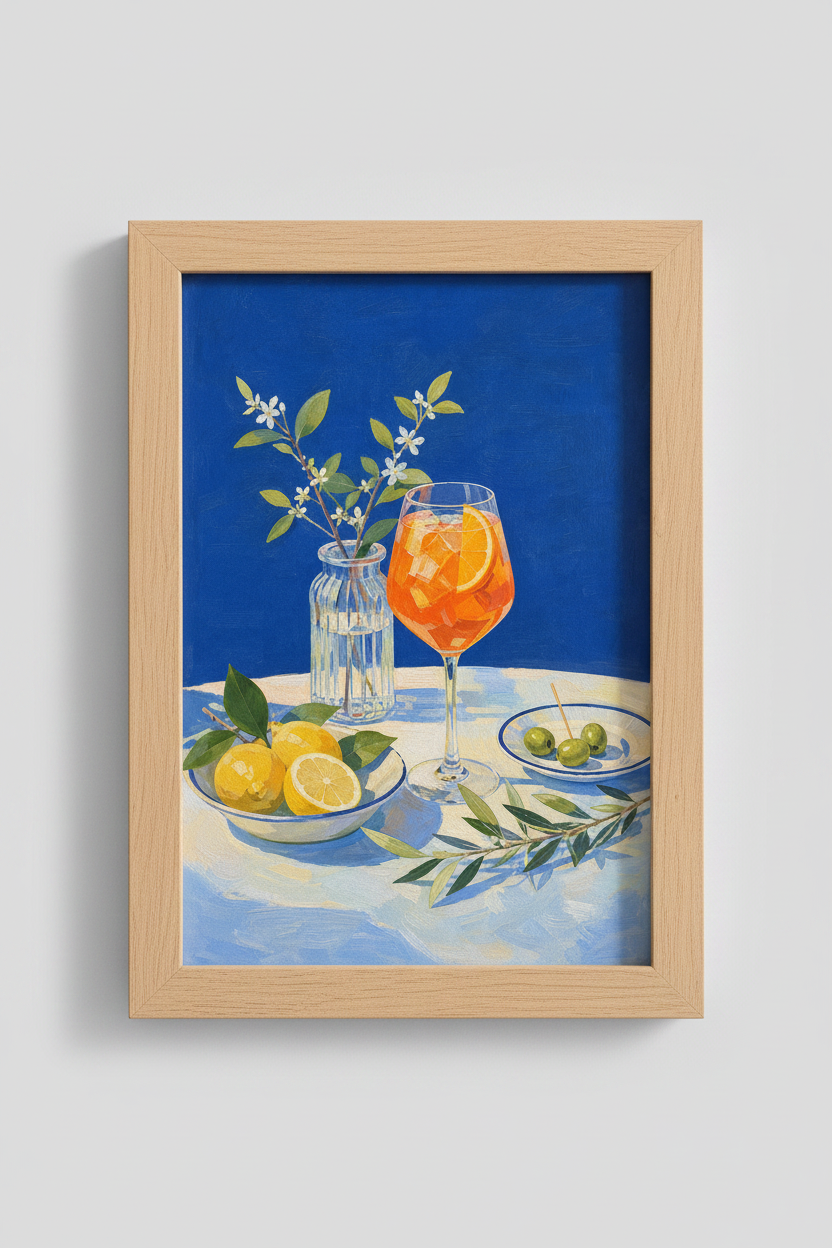 Aperol Spritz Wall Art Print | Italian Summer Decor | Mediterranean Cocktail Poster