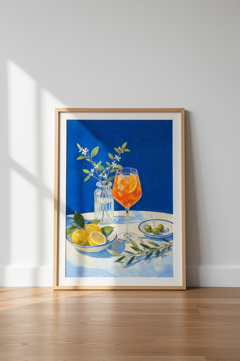 Aperol Spritz Wall Art Print | Italian Summer Decor | Mediterranean Cocktail Poster