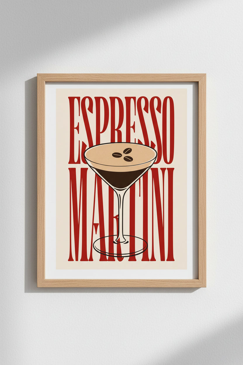 Espresso Martini Poster | Retro Cocktail Bar Decor, Kitchen & Home Bar Wall Art
