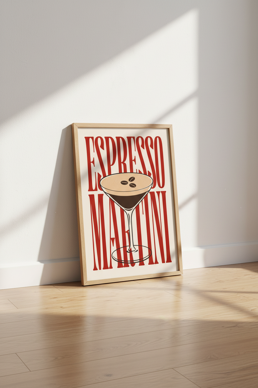 Espresso Martini Poster | Retro Cocktail Bar Decor, Kitchen & Home Bar Wall Art