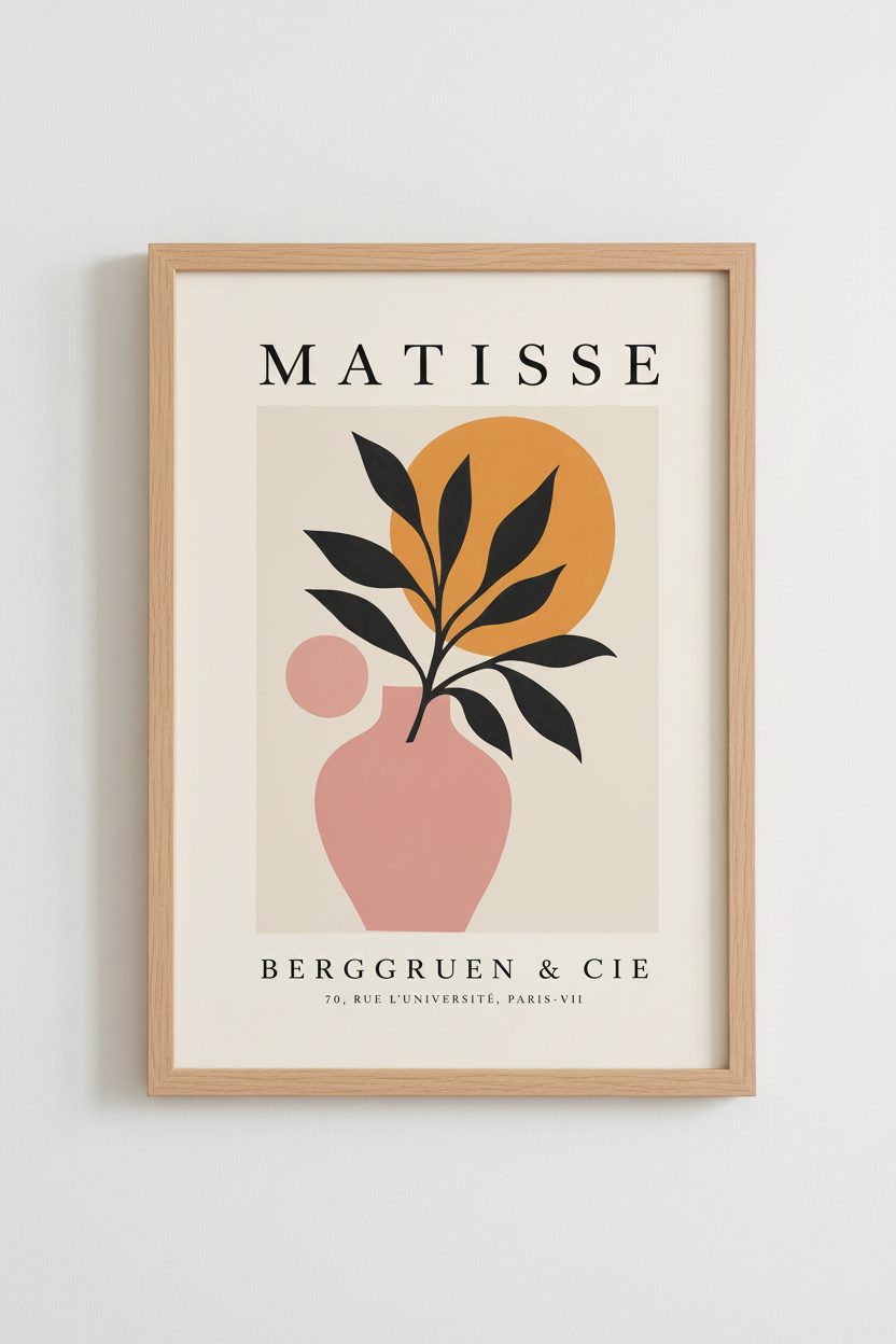 Matisse Flower Pot Wall Art Print | Boho Living Room Decor | Minimalist Poster