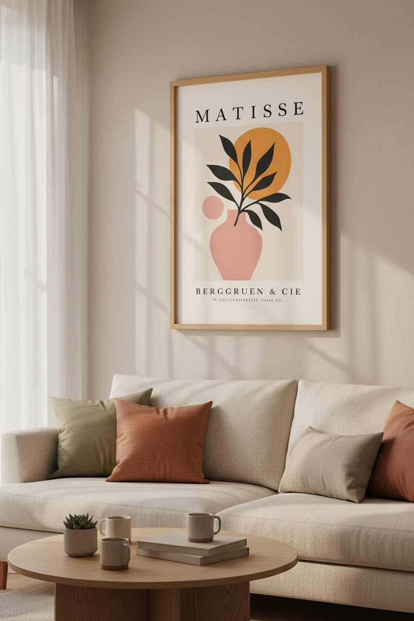 Matisse Flower Pot Wall Art Print | Boho Living Room Decor | Minimalist Poster