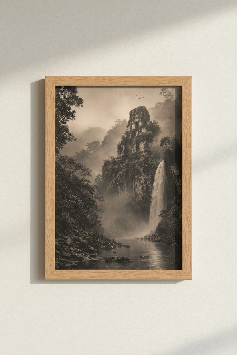 Vintage Jungle Wall Art | Ancient Ruins Print, Dark Academia Nature Poster