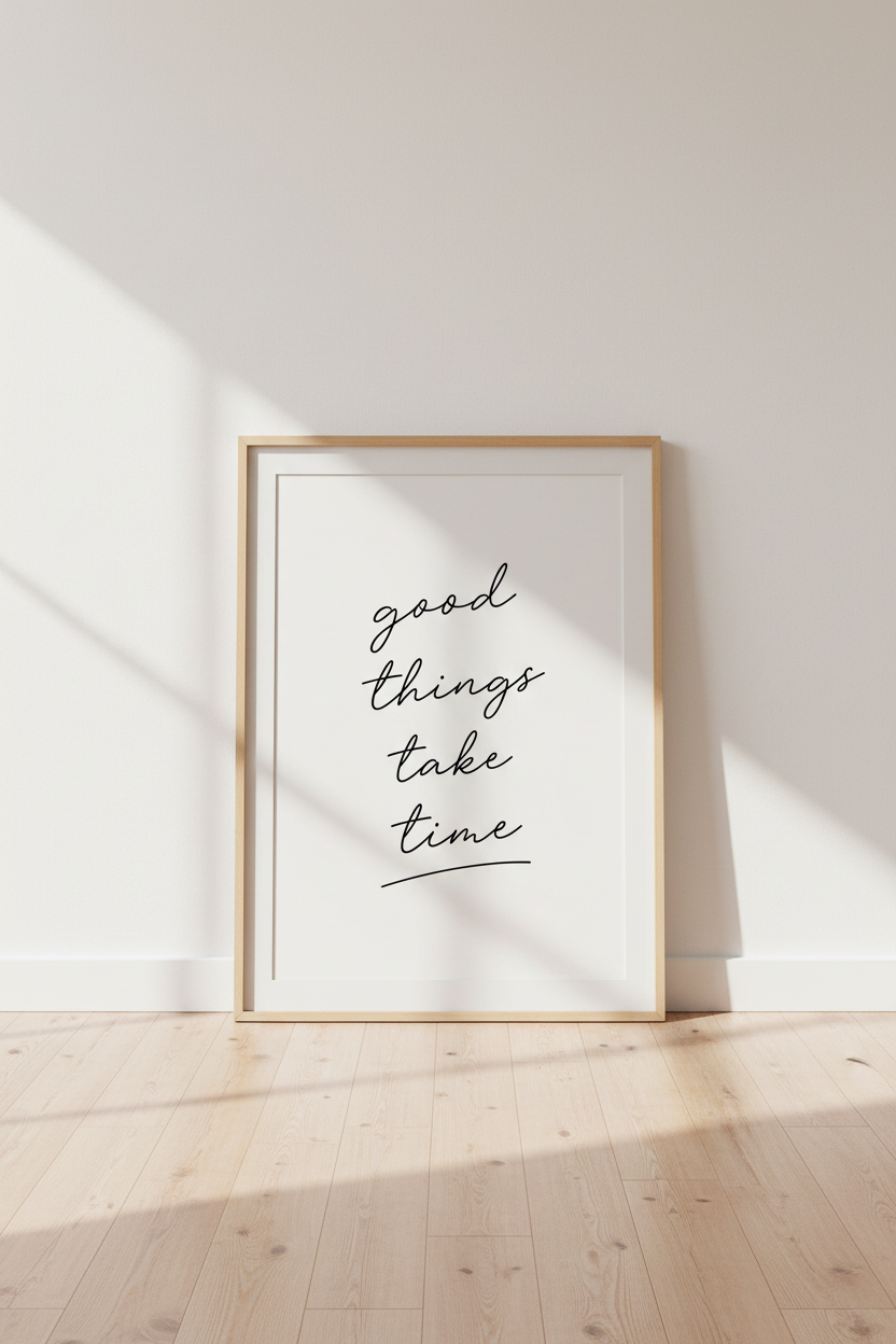 Good Things Take Time Wall Art Print | Office Decor | Minimalist Quote Poster
