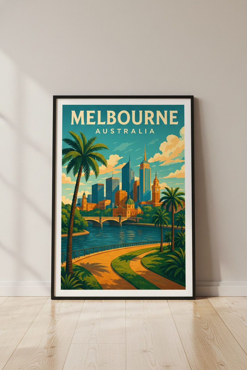 Melbourne Memories – Vintage Australia Travel Poster Art Print 50x70 cm 20x28"