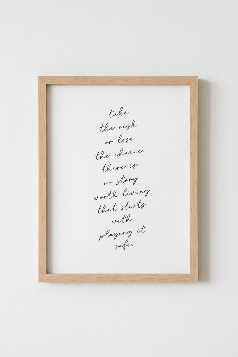 Minimalist Risk Quote Wall Art Print | Office Decor | Inspirational Script Poster