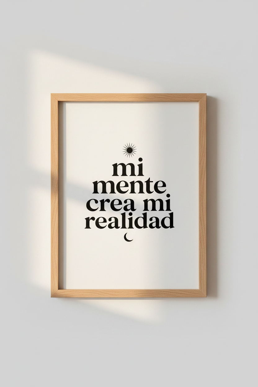 Mi Mente Crea Mi Realidad Wall Art Print | Spanish Quote Decor | Minimalist Poster