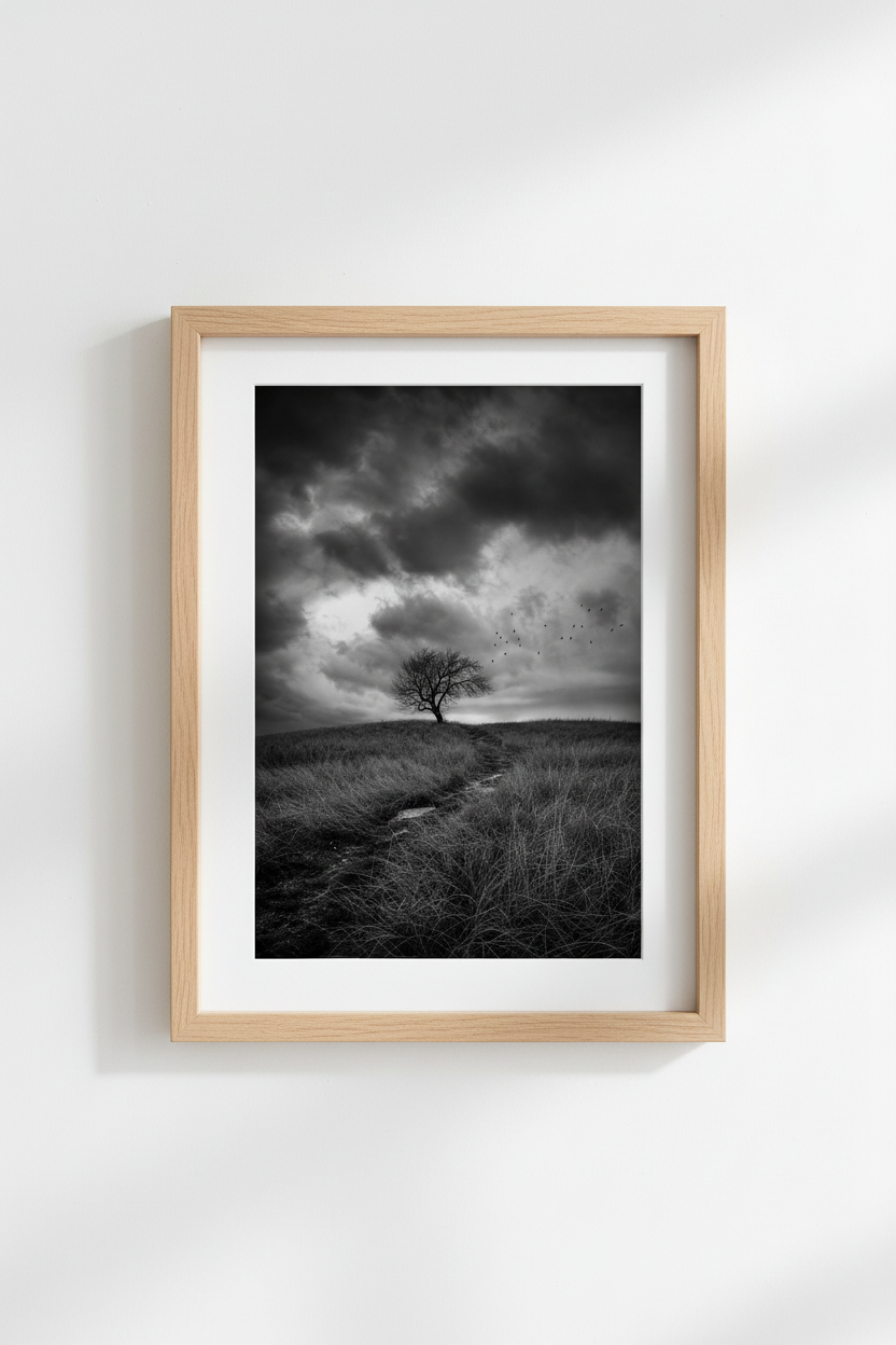 Gothic Landscape Wall Art | Moody Black and White Nature Poster | Dark Academia Decor