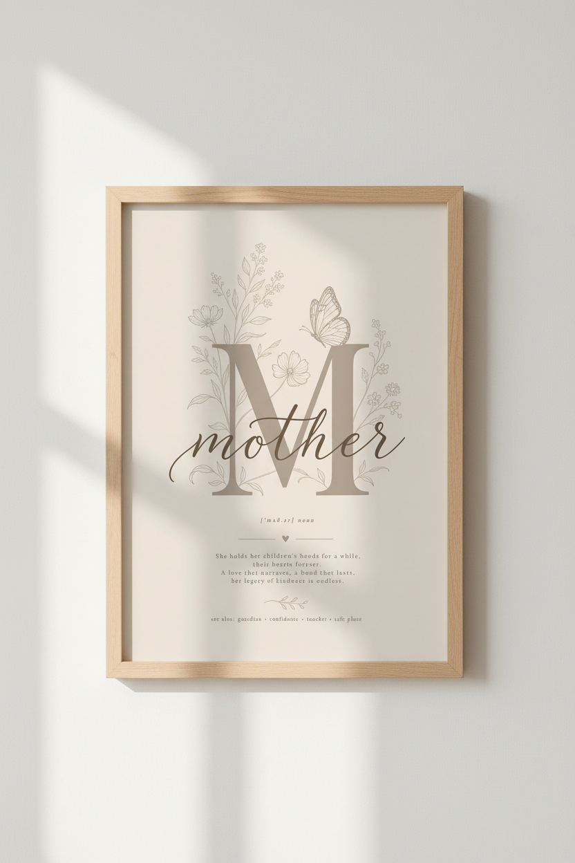 Mother Definition Wall Art | Floral Botanical Poster, Sentimental Mother&