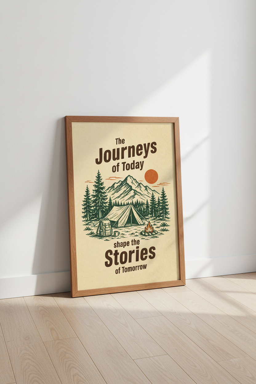 Vintage Mountain Camping Wall Art | Adventure Quotes, National Park Poster