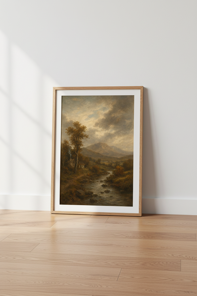 Rustic Autumn Landscape Wall Art Print | Living Room Decor | Moody Poster