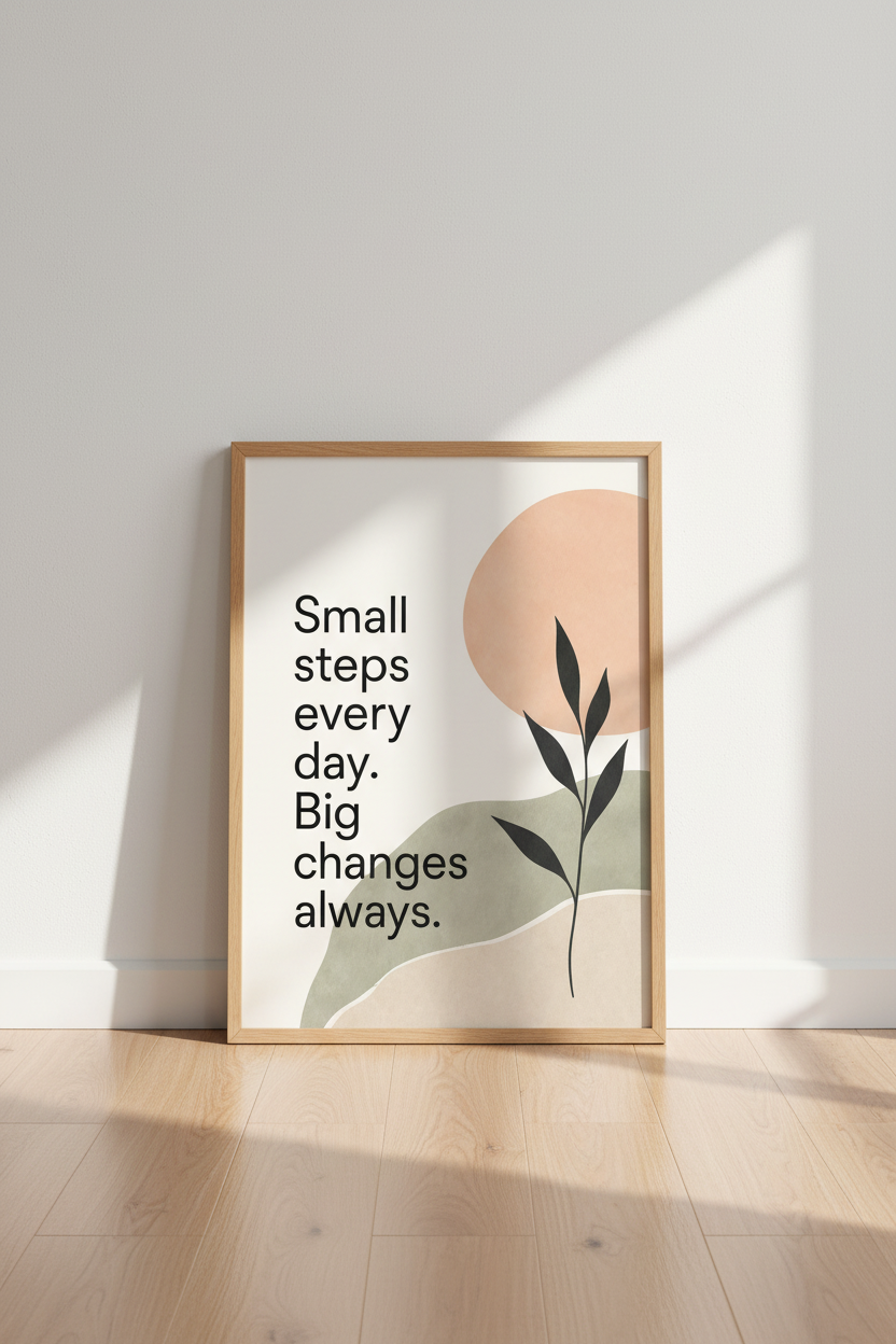Motivational Quote Wall Art | Sage Green Abstract Botanical Print, Office Decor