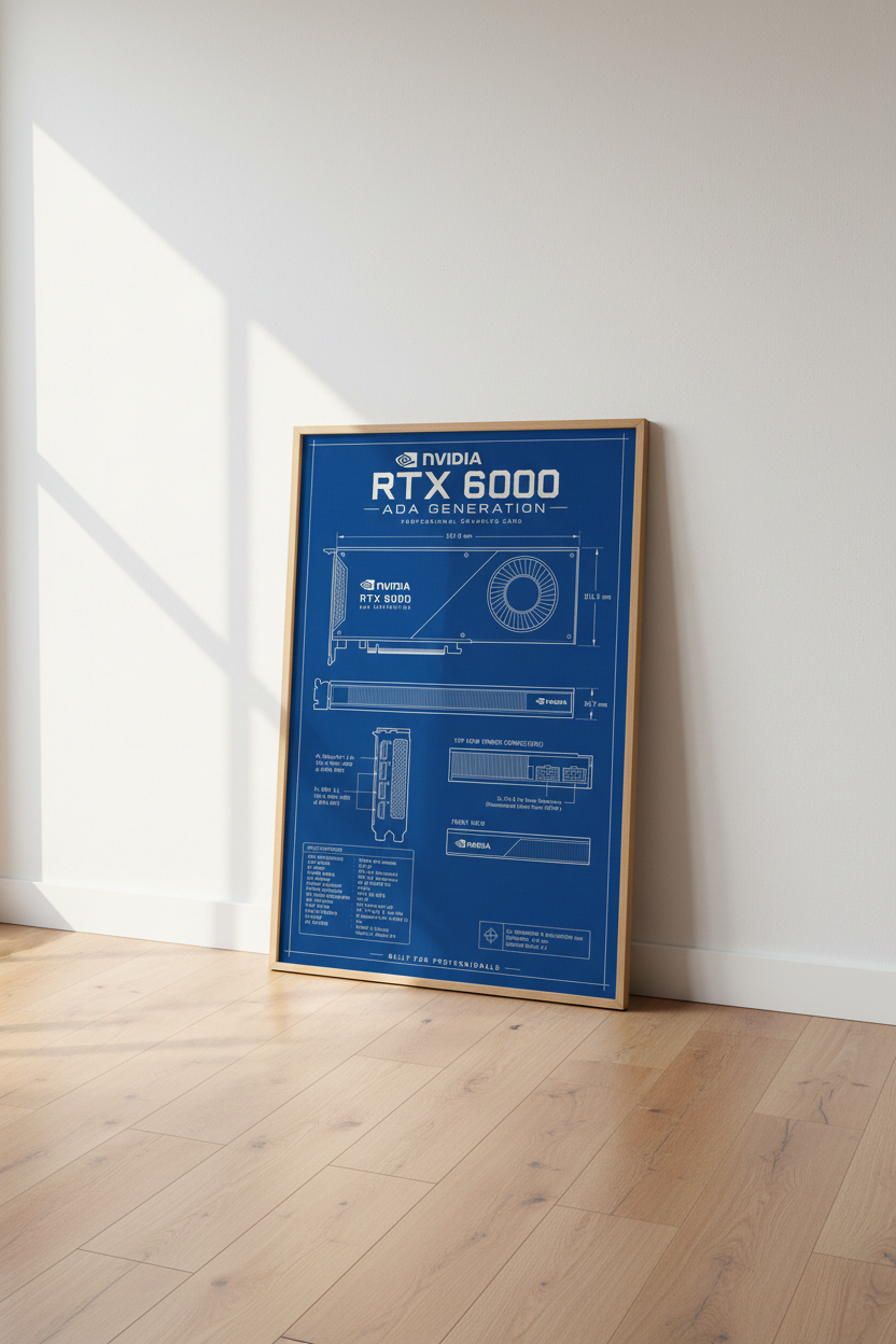 RTX 6000 GPU Blueprint Wall Art | Tech Schematic Poster, Gaming Room Decor