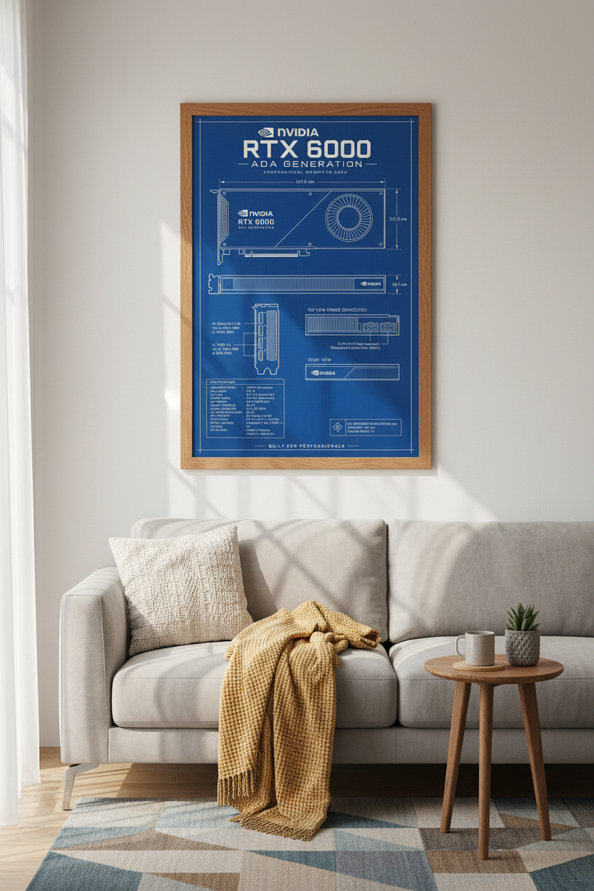 RTX 6000 GPU Blueprint Wall Art | Tech Schematic Poster, Gaming Room Decor