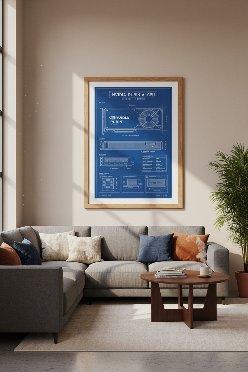 Nvidia Rubin AI GPU Blueprint Wall Art | Tech Decor | Computer Architecture Poster