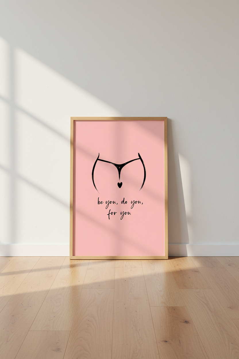 Feminine Line Art Print | Minimalist Pink Body Positive Poster | Bedroom Wall Decor
