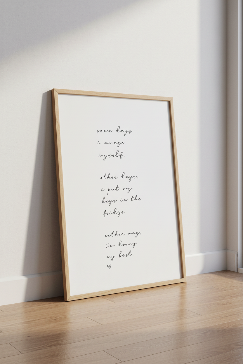 Funny Relatable Quote Wall Art | Minimalist Black & White Print, Kitchen Office Decor