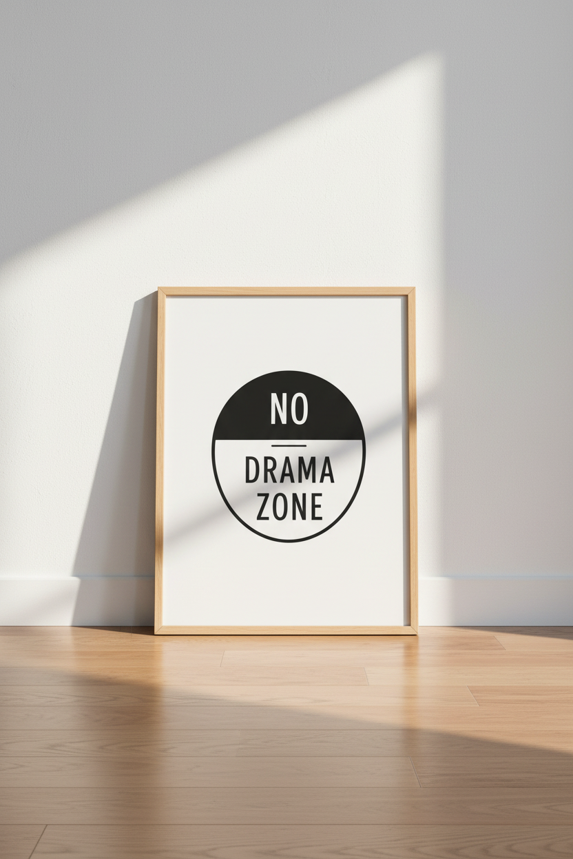No Drama Zone Wall Art Print | Minimalist Office Decor | Modern Typography Poster
