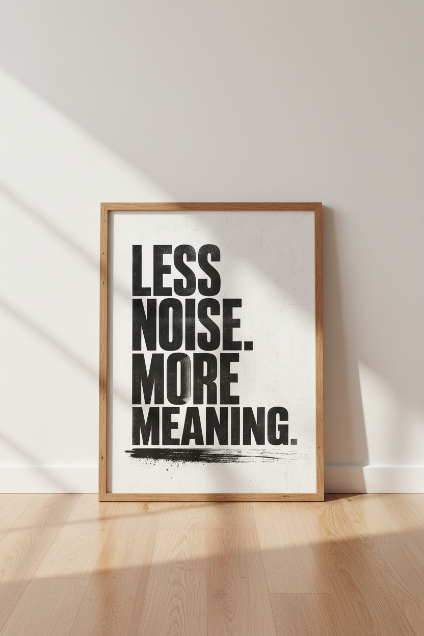 Less Noise More Meaning Wall Art | Office Decor | Minimalist Typography Poster