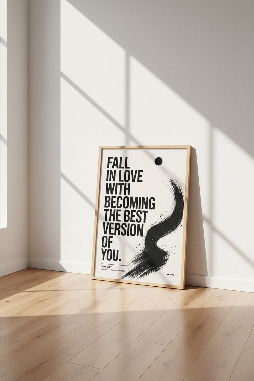 Minimalist Motivational Quote Wall Art | Bold Zen Typography, Office & Gym Decor