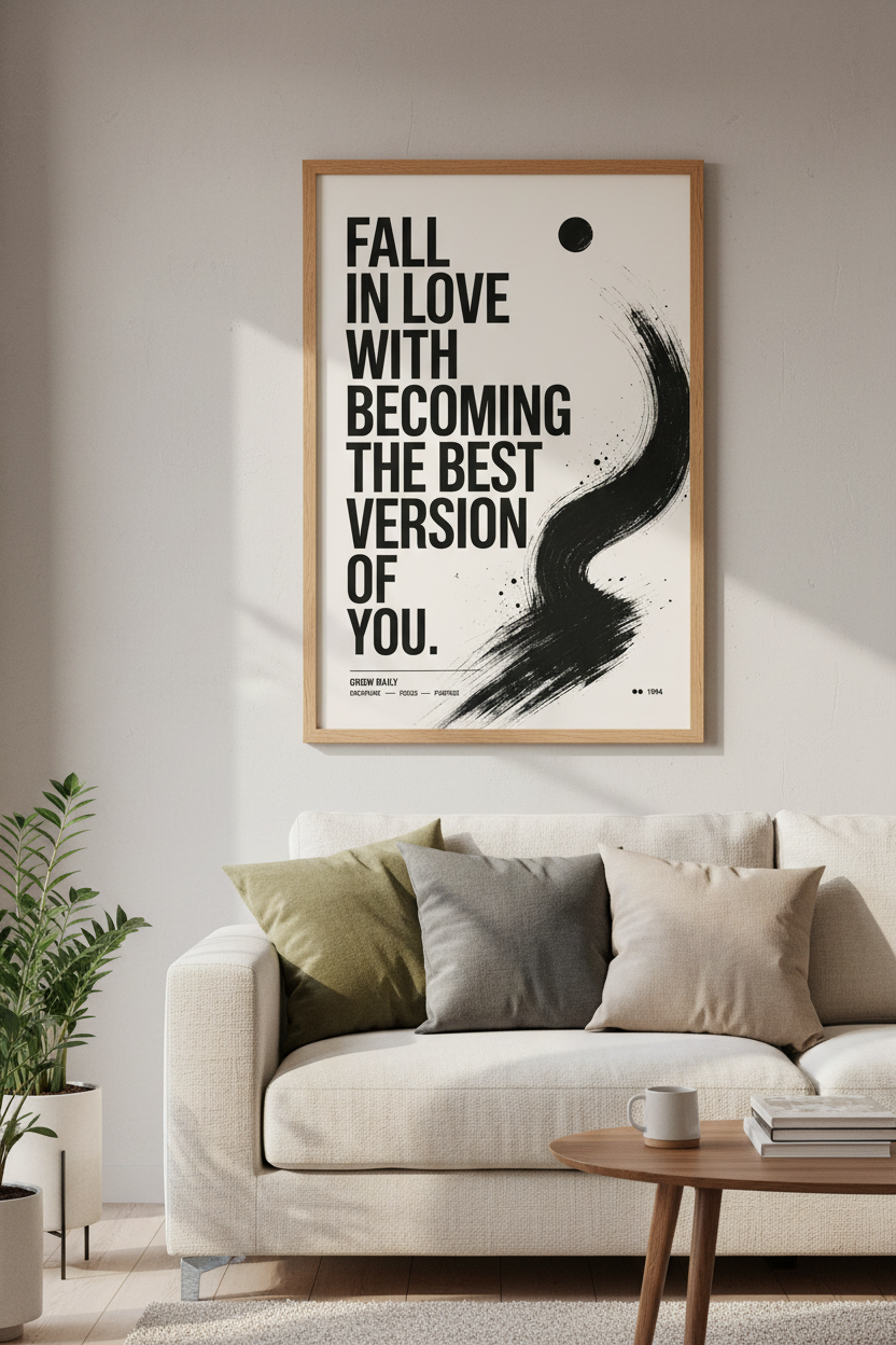 Minimalist Motivational Quote Wall Art | Bold Zen Typography, Office & Gym Decor