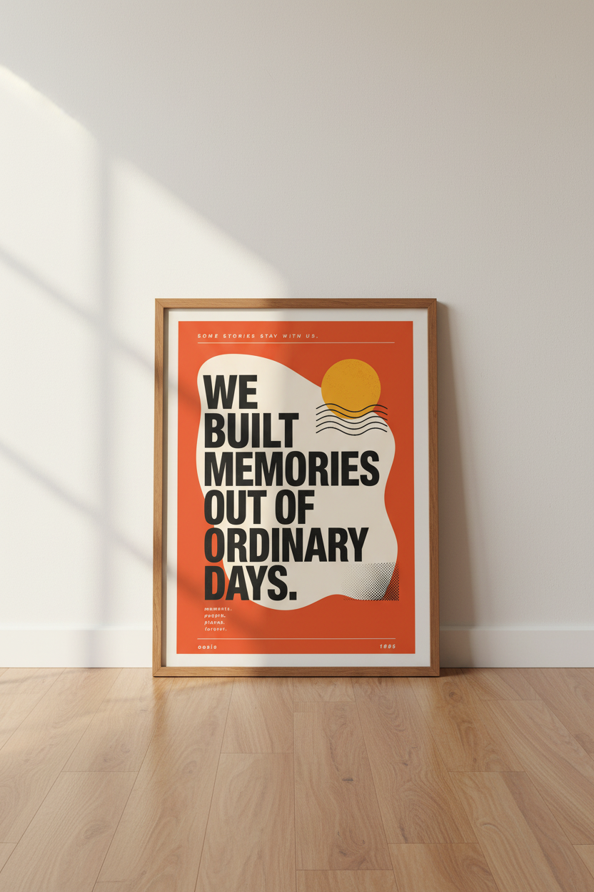Retro Quote Wall Art Print | Orange Bauhaus Decor | Aesthetic Typography Poster