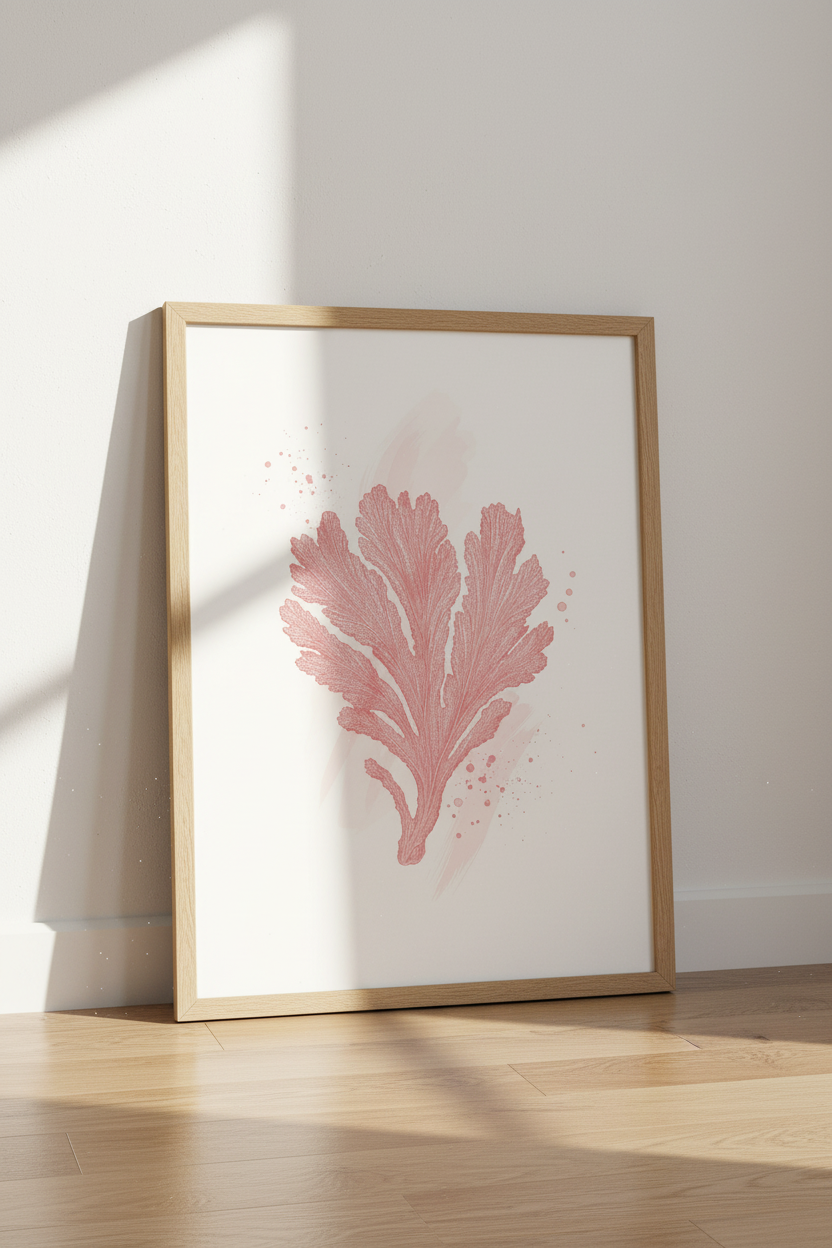 Pink Coral Sea Botanical Wall Art | Coastal Rose Decor, Boho Nursery Poster