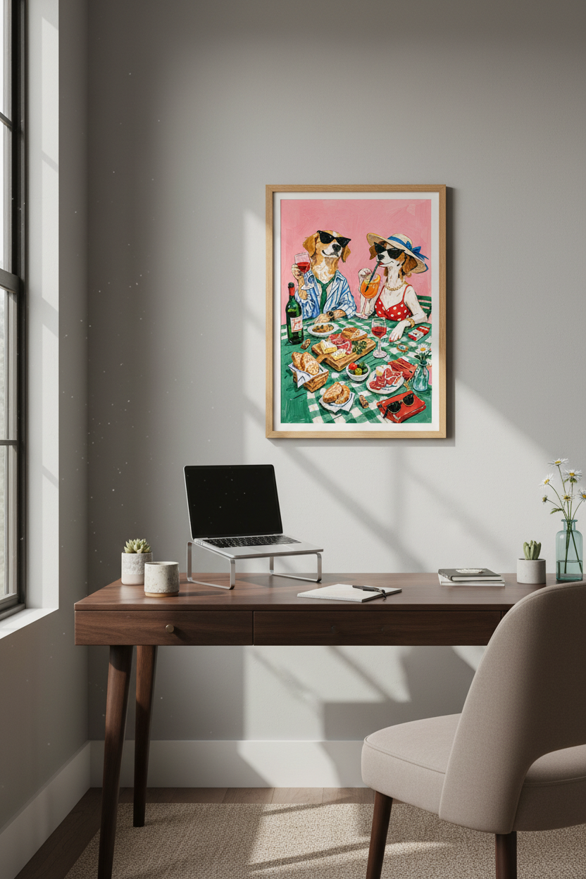 Eclectic Vibrant Dogs Wall Art Print | Dining Room Decor | Funky Chic Poster
